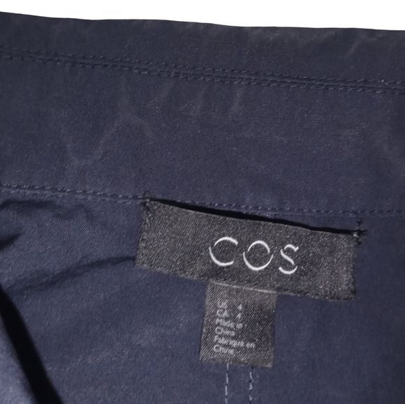 COS Women’s Blue Boxy Utility Midi Shirt Dress Pockets Belted Casual Sz 4 - Picture 2 of 8